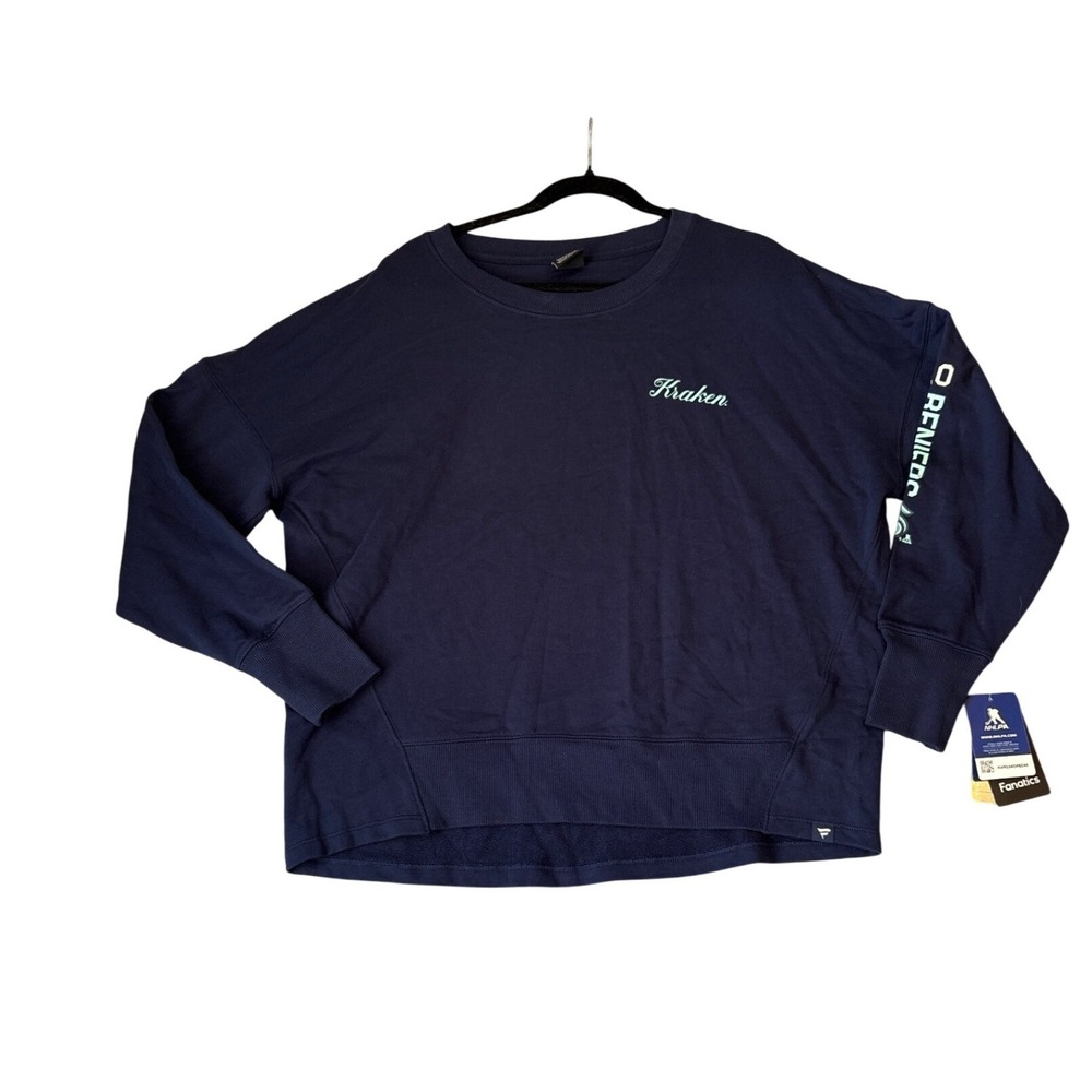 Fanatics Seattle Kraken Sweatshirt Men Navy Blue NHL Graphic NWT SIZE Large